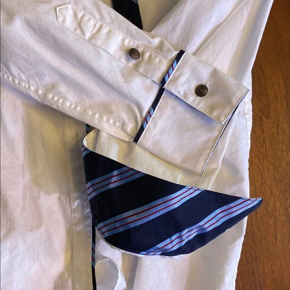 Brooks Brothers Red Fleece Button Up Shirt with Tie Ribbon Accents - Picture 2 of 7